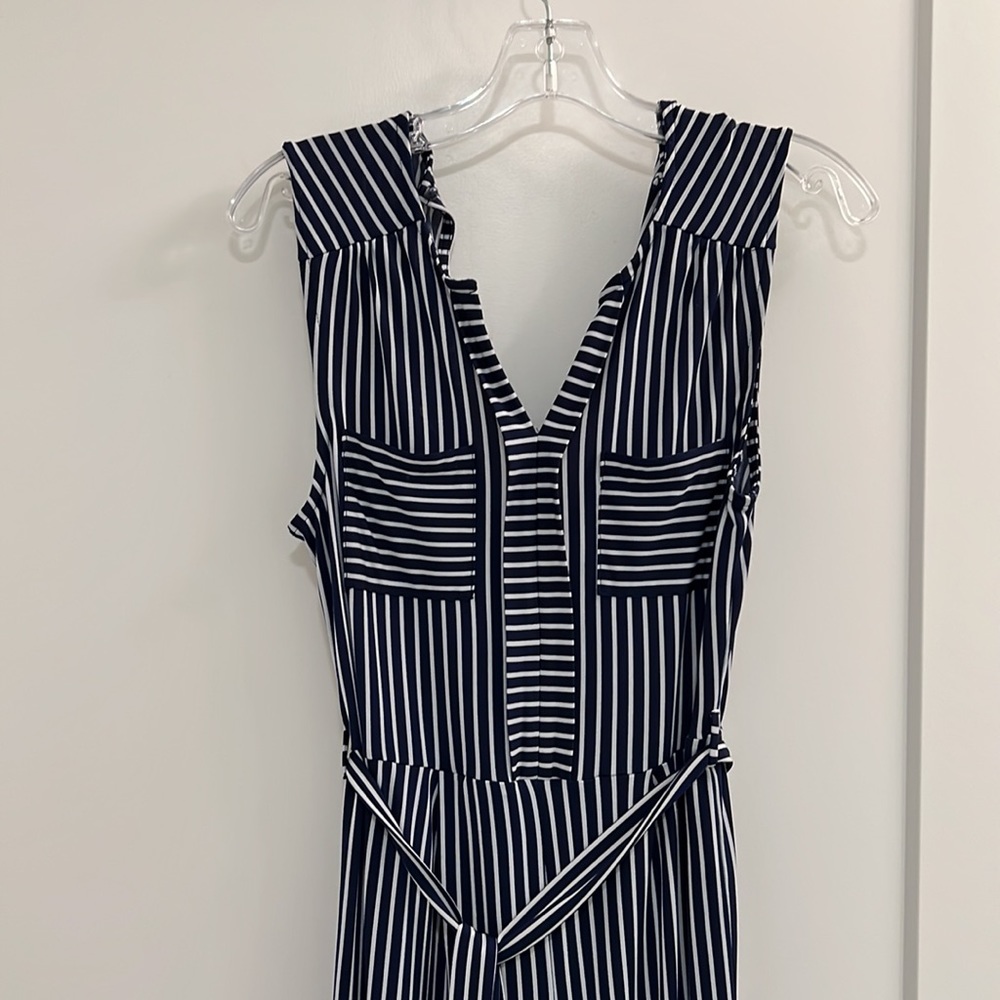 Blue/White Striped Jumpsuit w/ Pockets - M